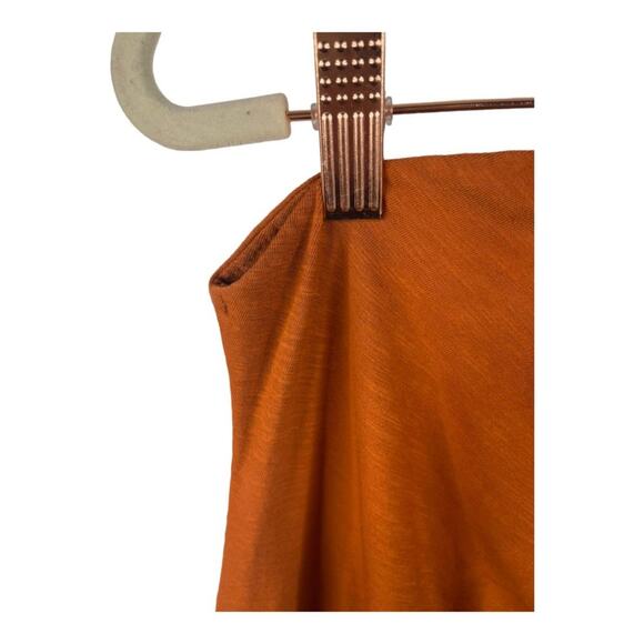 Sundry Asymmetrical Ruched Mini Dress Stretchy Jersey Lighweight Rust Boho Sz 0 - Picture 9 of 15